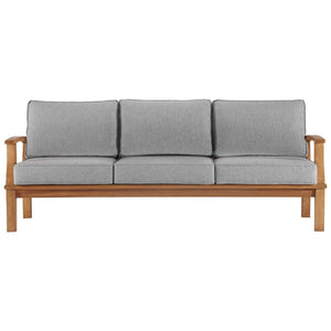 Modway Furniture Marina Outdoor Patio Teak Sofa - Weather-Resistant Comfort for Stylish Gatherings and Relaxation Natural Gray EEI-4176-NAT-GRY