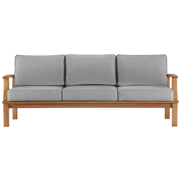 Modway Furniture Marina Outdoor Patio Teak Sofa - Weather-Resistant Comfort for Stylish Gatherings and Relaxation Natural Gray EEI-4176-NAT-GRY