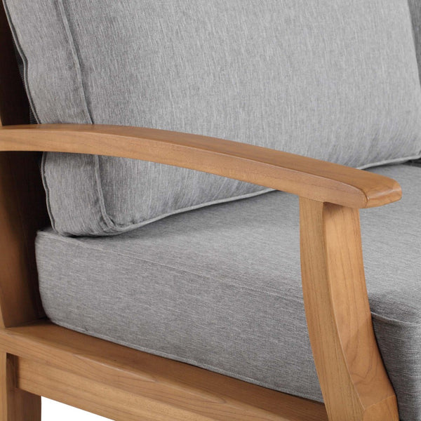 Modway Furniture Marina Outdoor Patio Teak Sofa - Weather-Resistant Comfort for Stylish Gatherings and Relaxation Natural Gray EEI-4176-NAT-GRY