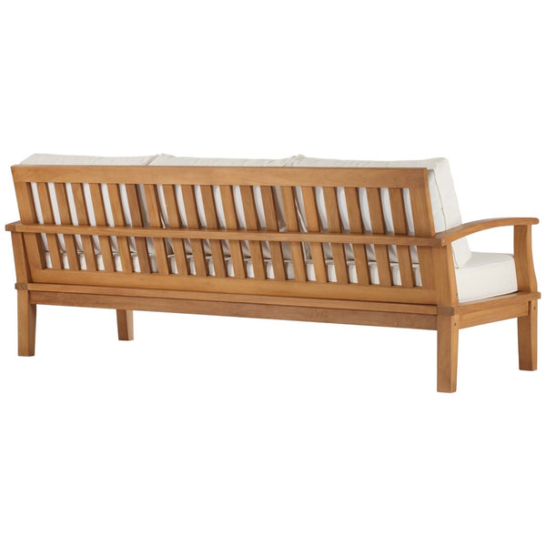 Modway Furniture Marina Outdoor Patio Teak Sofa - Weather-Resistant Comfort for Stylish Gatherings and Relaxation Natural White EEI-4176-NAT-WHI