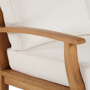 Modway Furniture Marina Outdoor Patio Teak Sofa - Weather-Resistant Comfort for Stylish Gatherings and Relaxation Natural White EEI-4176-NAT-WHI