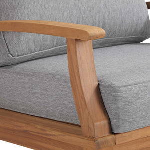 Modway Furniture Marina Outdoor Teak Rocking Chair – Stylish, Ergonomic Design with Weather-Resistant Comfort & Cushions Natural Gray EEI-4177-NAT-GRY