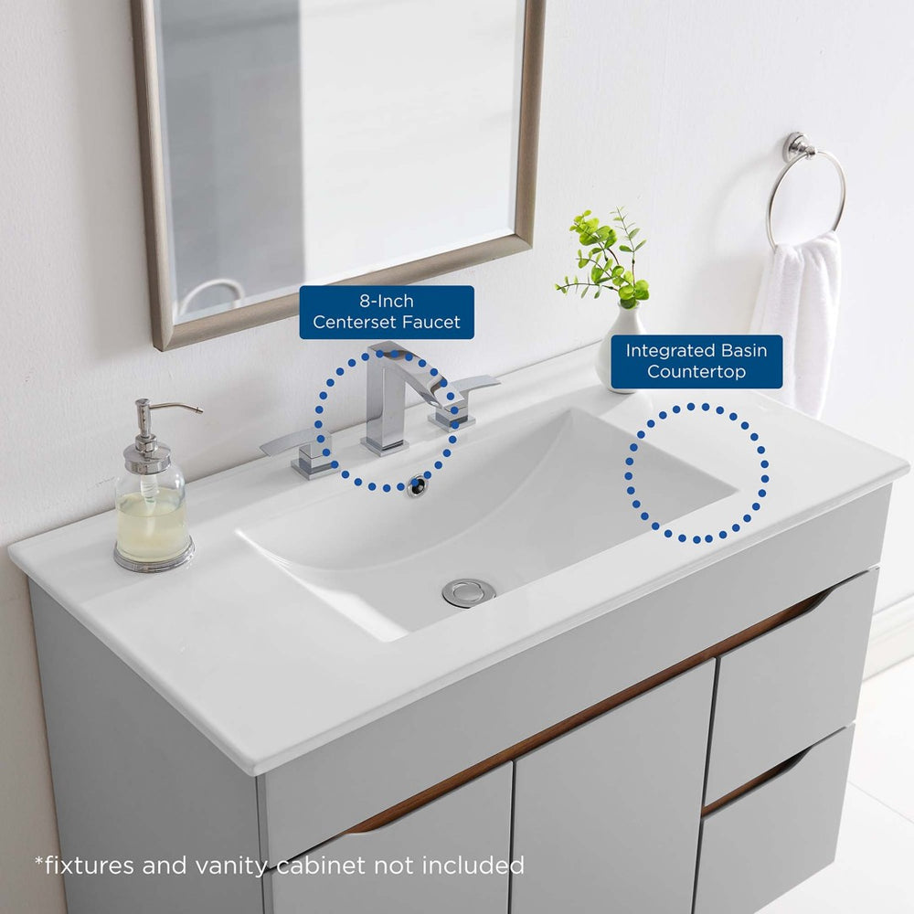 Modway Furniture Cayman 36" Modern Bathroom Sink with Integrated Countertop – Sleek Ceramic Design for Easy Maintenance EEI-4203-WHI