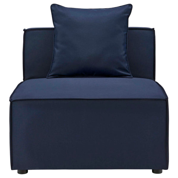 Modway Furniture Saybrook Outdoor Patio Armless Sectional Chair - All-Weather Comfort for Stylish Coastal Living Navy Blue EEI-4209-NAV