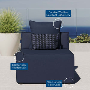 Modway Furniture Saybrook Outdoor Patio Armless Sectional Chair - All-Weather Comfort for Stylish Coastal Living Navy Blue EEI-4209-NAV