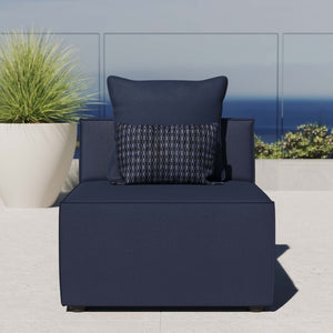 Modway Furniture Saybrook Outdoor Patio Armless Sectional Chair - All-Weather Comfort for Stylish Coastal Living Navy Blue EEI-4209-NAV