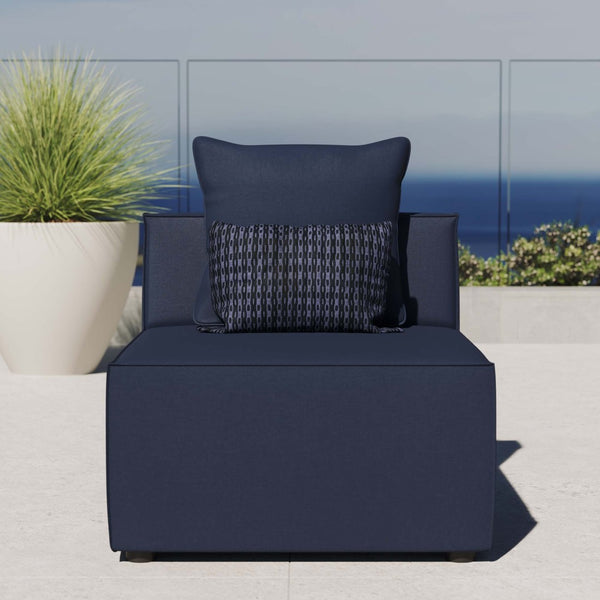 Modway Furniture Saybrook Outdoor Patio Armless Sectional Chair - All-Weather Comfort for Stylish Coastal Living Navy Blue EEI-4209-NAV