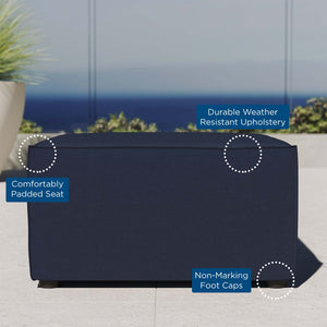 Modway Furniture Saybrook Outdoor Patio Upholstered Ottoman – Stylish, Versatile Footrest for Modern Outdoor Spaces Navy EEI-4211-NAV