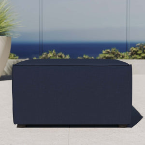Modway Furniture Saybrook Outdoor Patio Upholstered Ottoman – Stylish, Versatile Footrest for Modern Outdoor Spaces Navy EEI-4211-NAV