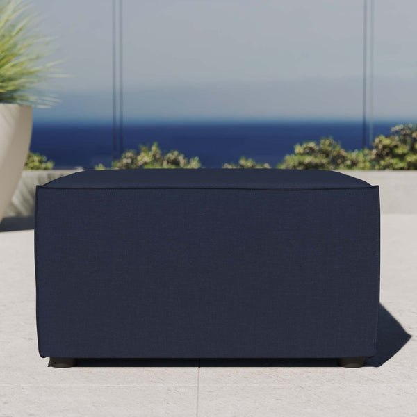 Modway Furniture Saybrook Outdoor Patio Upholstered Ottoman – Stylish, Versatile Footrest for Modern Outdoor Spaces Navy EEI-4211-NAV