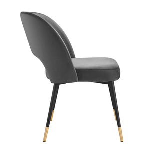 Modway Furniture Rouse Performance Velvet Dining Side Chair - Stylish Mid-Century Design for Elegant Interiors Charcoal EEI-4212-CHA