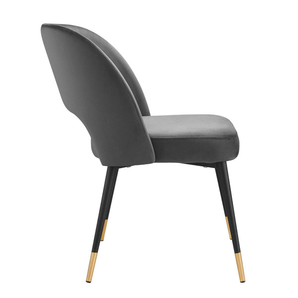 Modway Furniture Rouse Performance Velvet Dining Side Chair - Stylish Mid-Century Design for Elegant Interiors Charcoal EEI-4212-CHA