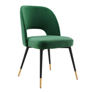 Modway Furniture Rouse Performance Velvet Dining Side Chair - Stylish Mid-Century Design for Elegant Interiors Emerald EEI-4212-EME