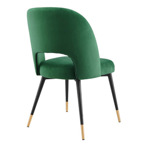 Modway Furniture Rouse Performance Velvet Dining Side Chair - Stylish Mid-Century Design for Elegant Interiors Emerald EEI-4212-EME