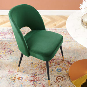 Modway Furniture Rouse Performance Velvet Dining Side Chair - Stylish Mid-Century Design for Elegant Interiors Emerald EEI-4212-EME