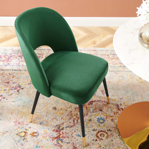 Modway Furniture Rouse Performance Velvet Dining Side Chair - Stylish Mid-Century Design for Elegant Interiors Emerald EEI-4212-EME