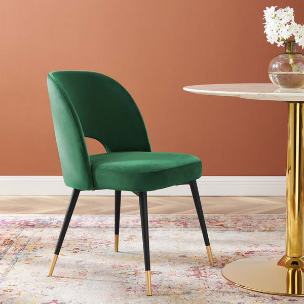 Modway Furniture Rouse Performance Velvet Dining Side Chair - Stylish Mid-Century Design for Elegant Interiors Emerald EEI-4212-EME