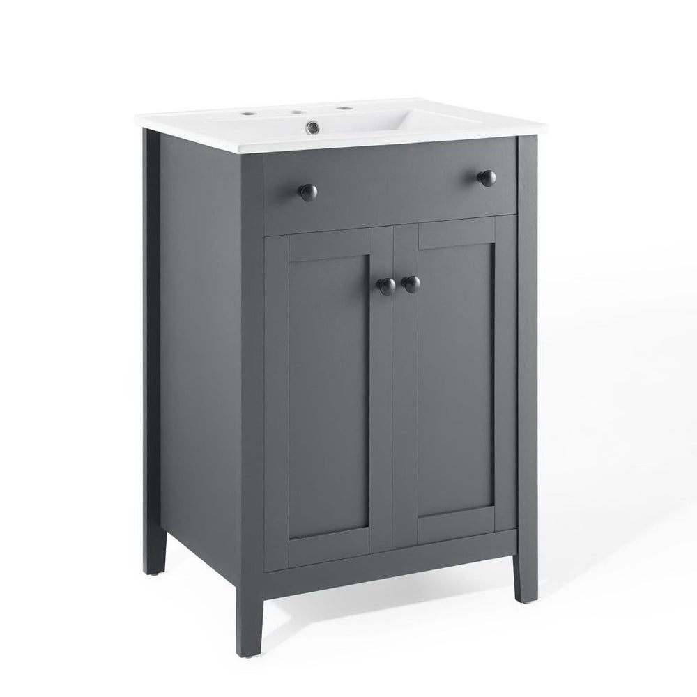 Modway Furniture Nantucket 24" Bathroom Vanity - Modern Design with Smart Storage for Stylish, Functional Spaces Gray White EEI-4250-GRY-WHI