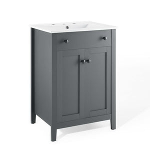 Modway Furniture Nantucket 24" Bathroom Vanity - Modern Design with Smart Storage for Stylish, Functional Spaces Gray White EEI-4250-GRY-WHI