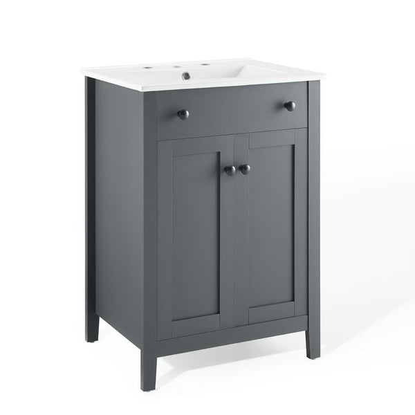 Modway Furniture Nantucket 24" Bathroom Vanity - Modern Design with Smart Storage for Stylish, Functional Spaces Gray White EEI-4250-GRY-WHI