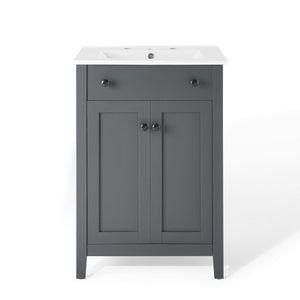 Modway Furniture Nantucket 24" Bathroom Vanity - Modern Design with Smart Storage for Stylish, Functional Spaces Gray White EEI-4250-GRY-WHI