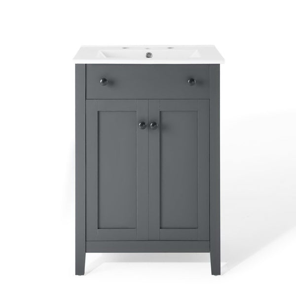 Modway Furniture Nantucket 24" Bathroom Vanity - Modern Design with Smart Storage for Stylish, Functional Spaces Gray White EEI-4250-GRY-WHI