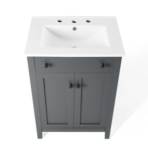 Modway Furniture Nantucket 24" Bathroom Vanity - Modern Design with Smart Storage for Stylish, Functional Spaces Gray White EEI-4250-GRY-WHI