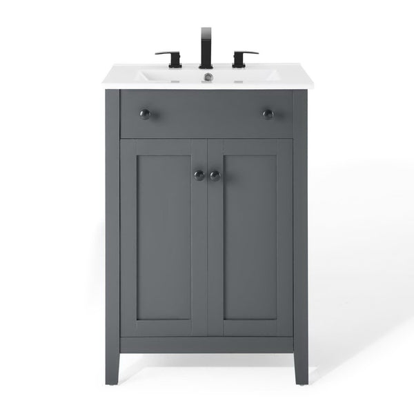 Modway Furniture Nantucket 24" Bathroom Vanity - Modern Design with Smart Storage for Stylish, Functional Spaces Gray White EEI-4250-GRY-WHI