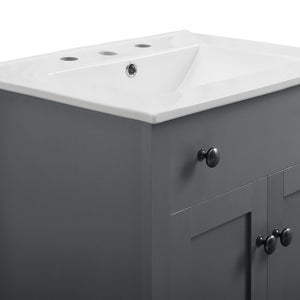 Modway Furniture Nantucket 24" Bathroom Vanity - Modern Design with Smart Storage for Stylish, Functional Spaces Gray White EEI-4250-GRY-WHI