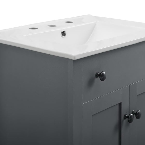 Modway Furniture Nantucket 24" Bathroom Vanity - Modern Design with Smart Storage for Stylish, Functional Spaces Gray White EEI-4250-GRY-WHI