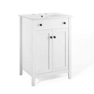 Modway Furniture Nantucket 24" Bathroom Vanity - Modern Design with Smart Storage for Stylish, Functional Spaces White White EEI-4250-WHI-WHI