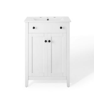 Modway Furniture Nantucket 24" Bathroom Vanity - Modern Design with Smart Storage for Stylish, Functional Spaces White White EEI-4250-WHI-WHI