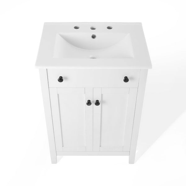 Modway Furniture Nantucket 24" Bathroom Vanity - Modern Design with Smart Storage for Stylish, Functional Spaces White White EEI-4250-WHI-WHI