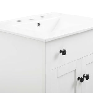 Modway Furniture Nantucket 24" Bathroom Vanity - Modern Design with Smart Storage for Stylish, Functional Spaces White White EEI-4250-WHI-WHI