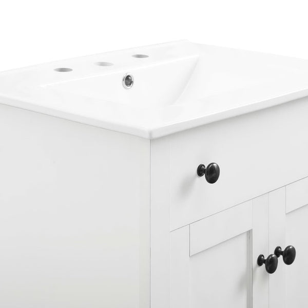 Modway Furniture Nantucket 24" Bathroom Vanity - Modern Design with Smart Storage for Stylish, Functional Spaces White White EEI-4250-WHI-WHI