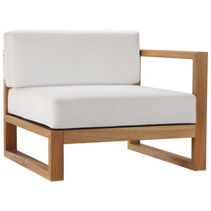 Modway Furniture Upland 2-Piece Teak Wood Sectional Loveseat - Modular Outdoor Sofa for Patios, Balconies & Pools EEI-4256-NAT-WHI-SET