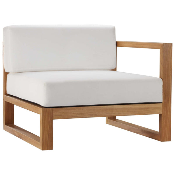 Modway Furniture Upland 2-Piece Teak Wood Sectional Loveseat - Modular Outdoor Sofa for Patios, Balconies & Pools EEI-4256-NAT-WHI-SET