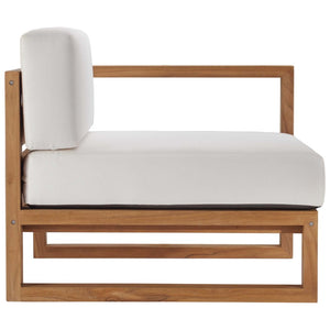 Modway Furniture Upland 2-Piece Teak Wood Sectional Loveseat - Modular Outdoor Sofa for Patios, Balconies & Pools EEI-4256-NAT-WHI-SET
