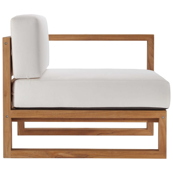 Modway Furniture Upland 2-Piece Teak Wood Sectional Loveseat - Modular Outdoor Sofa for Patios, Balconies & Pools EEI-4256-NAT-WHI-SET
