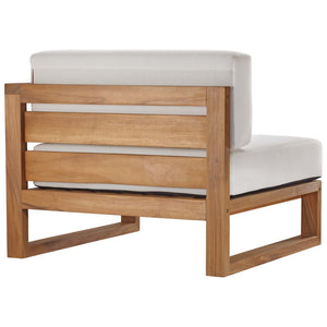 Modway Furniture Upland 2-Piece Teak Wood Sectional Loveseat - Modular Outdoor Sofa for Patios, Balconies & Pools EEI-4256-NAT-WHI-SET