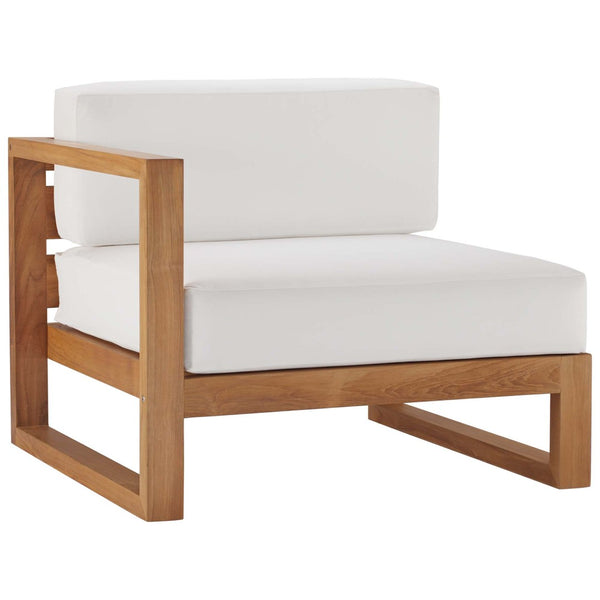Modway Furniture Upland 2-Piece Teak Wood Sectional Loveseat - Modular Outdoor Sofa for Patios, Balconies & Pools EEI-4256-NAT-WHI-SET
