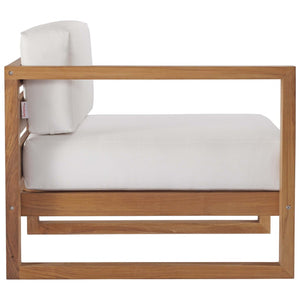 Modway Furniture Upland 2-Piece Teak Wood Sectional Loveseat - Modular Outdoor Sofa for Patios, Balconies & Pools EEI-4256-NAT-WHI-SET