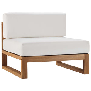 Modway Furniture Upland 4-Piece Modular Teak Wood Outdoor Patio Furniture Set - Weather-Resistant & Stylish Design EEI-4257-NAT-WHI-SET