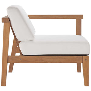 Modway Furniture Bayport 3-Piece Teak Sectional Sofa Set - Durable, Weather-Resistant Comfort for Outdoor Relaxation EEI-4258-NAT-WHI-SET