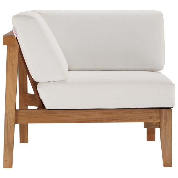 Modway Furniture Bayport 3-Piece Teak Sectional Sofa Set - Durable, Weather-Resistant Comfort for Outdoor Relaxation EEI-4258-NAT-WHI-SET