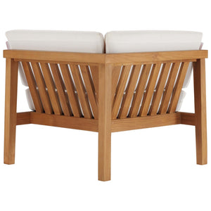 Modway Furniture Bayport 3-Piece Teak Sectional Sofa Set - Durable, Weather-Resistant Comfort for Outdoor Relaxation EEI-4258-NAT-WHI-SET