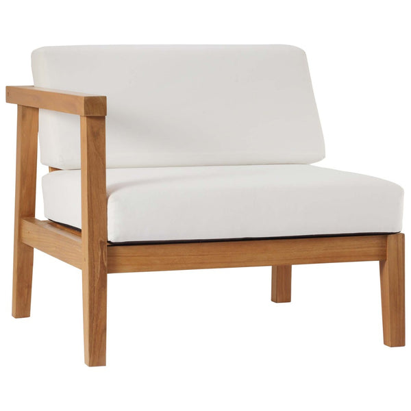 Modway Furniture Bayport 3-Piece Teak Sectional Sofa Set - Durable, Weather-Resistant Comfort for Outdoor Relaxation EEI-4258-NAT-WHI-SET