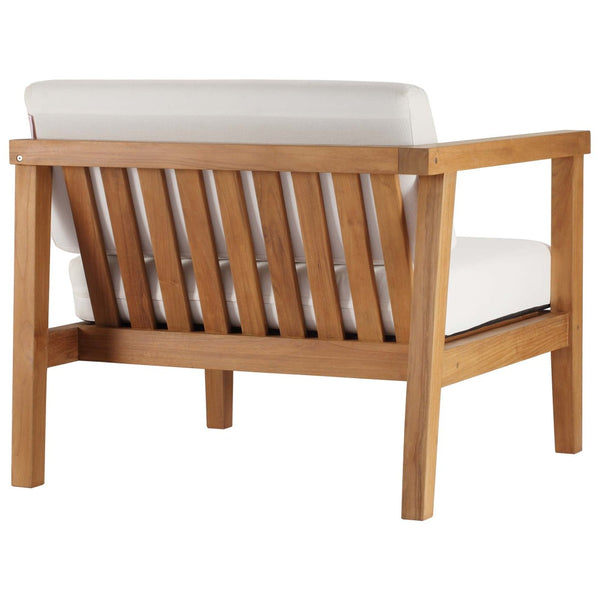Modway Furniture Bayport 3-Piece Teak Sectional Sofa Set - Durable, Weather-Resistant Comfort for Outdoor Relaxation EEI-4258-NAT-WHI-SET