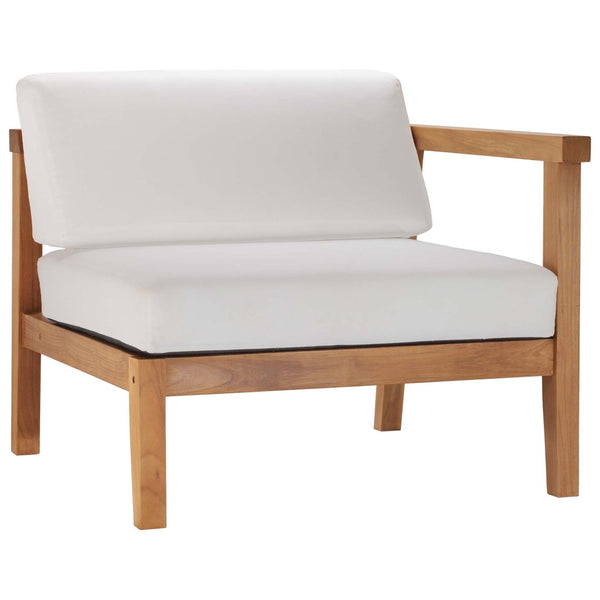 Modway Furniture Bayport 3-Piece Teak Sectional Sofa Set - Durable, Weather-Resistant Comfort for Outdoor Relaxation EEI-4258-NAT-WHI-SET
