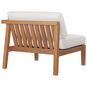Modway Furniture Bayport Teak Wood 2-Seater Loveseat – Durable, Comfortable Outdoor Seating with Weather-Resistant Cushions EEI-4259-NAT-WHI-SET